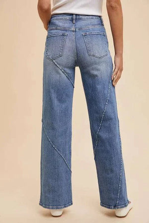 Annie Wear decorative seams wide leg jeans with pocketed design and slight stretch