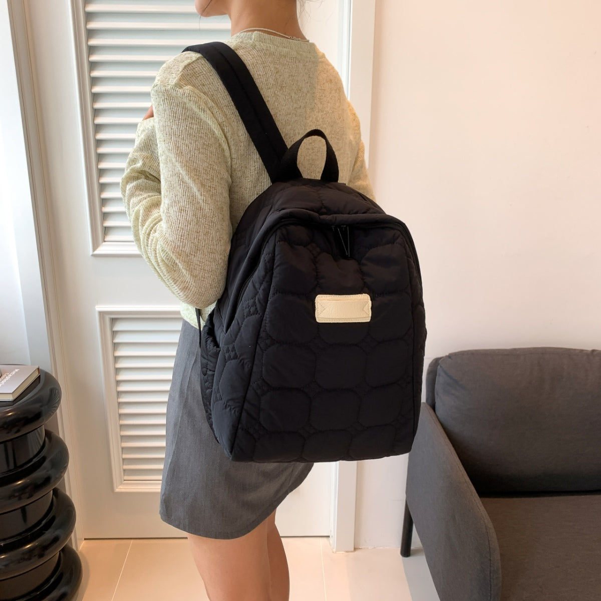 Quilted Polyester Backpack Bag-Teresa&#39;s Fashionista LLC