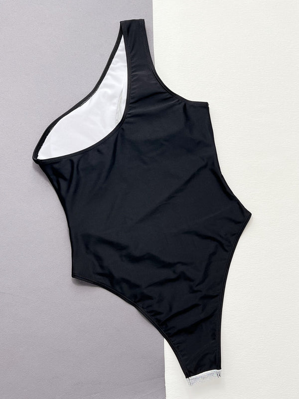 Contrast Panel One-Piece Swimsuit-Teresa's Fashionista LLC