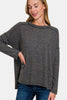 Zenana Full Size Exposed Seam Brushed Round Neck Sweater - Teresa's Fashionista LLC