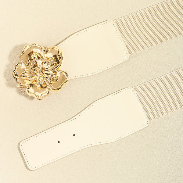 Flower Alloy Buckle Elastic Belt-Teresa's Fashionista LLC