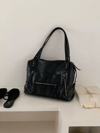 Multi-Pocket Zippered Shoulder Bag