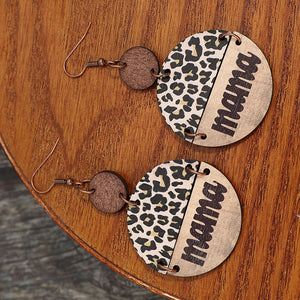 Wooden Leopard Round Shape Earrings-Teresa's Fashionista LLC