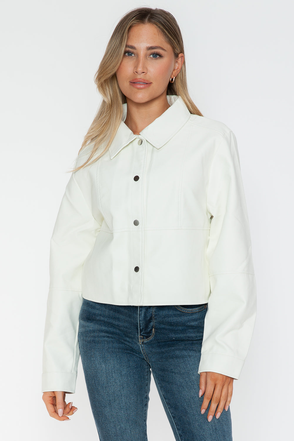Snobbish Snap Down Long Sleeve PU Leather Jacket - Teresa's Fashionista LLC