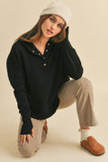Aemi+Co Half Snap Dropped Shoulder Hoodie - Teresa's Fashionista LLC