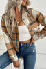 Buttoned Cardigan Plaid Jacket With Pocket