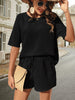 Waffle-Knit Half Sleeve Top and Shorts Set-Teresa's Fashionista LLC