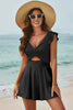 Cutout V-Neck Cap Sleeve One-Piece Swimwear-Teresa's Fashionista LLC