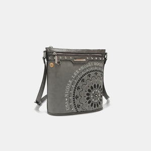 Nicole Lee USA Metallic Stitching Embroidery Inlaid Rhinestone Crossbody Bag-Teresa's Fashionista LLC
