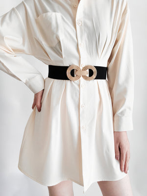 Geometric Buckle Elastic Wide Belt-Teresa's Fashionista LLC