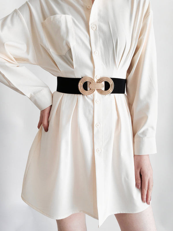Geometric Buckle Elastic Wide Belt-Teresa's Fashionista LLC