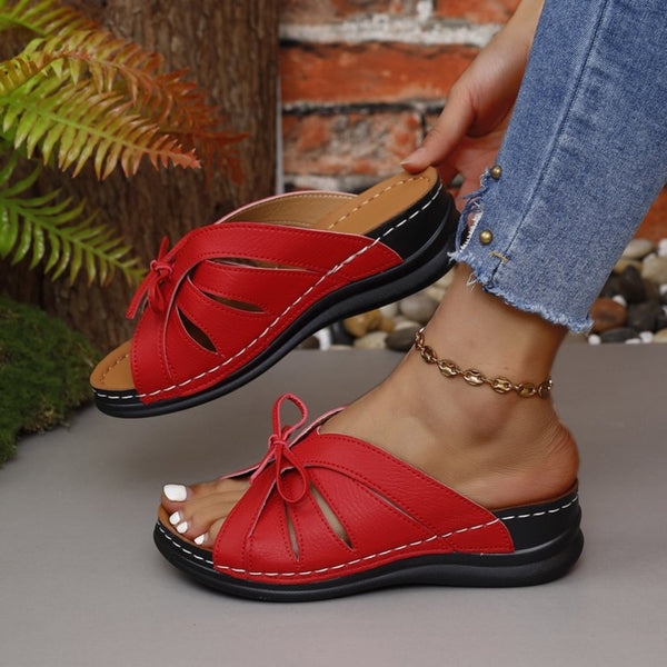Tied Open Toe Low Heel Sandals-Teresa's Fashionista LLC