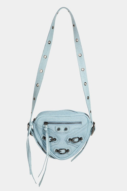 Fame PU Leather Triangle Crossbody Bag - Teresa's Fashionista LLC