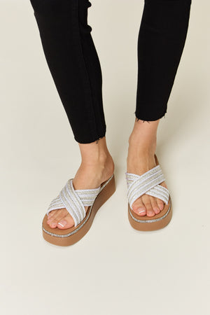 Forever Link Rhinestone Platform Wedge Sandals-Teresa's Fashionista LLC