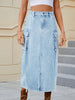 Slit Pocketed High Waist Denim Skirt-Teresa's Fashionista LLC
