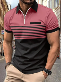 Men's Full Size Collared Neck Contrast Polo Plus Size