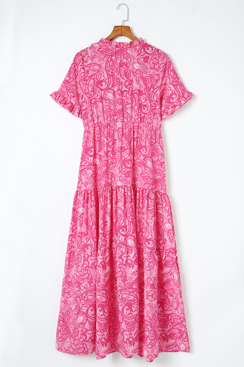 Paisley Print Flounce Sleeve Maxi Dress-Teresa's Fashionista LLC