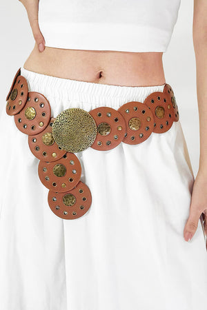 Round Shape PU Leather Belt-Teresa's Fashionista LLC