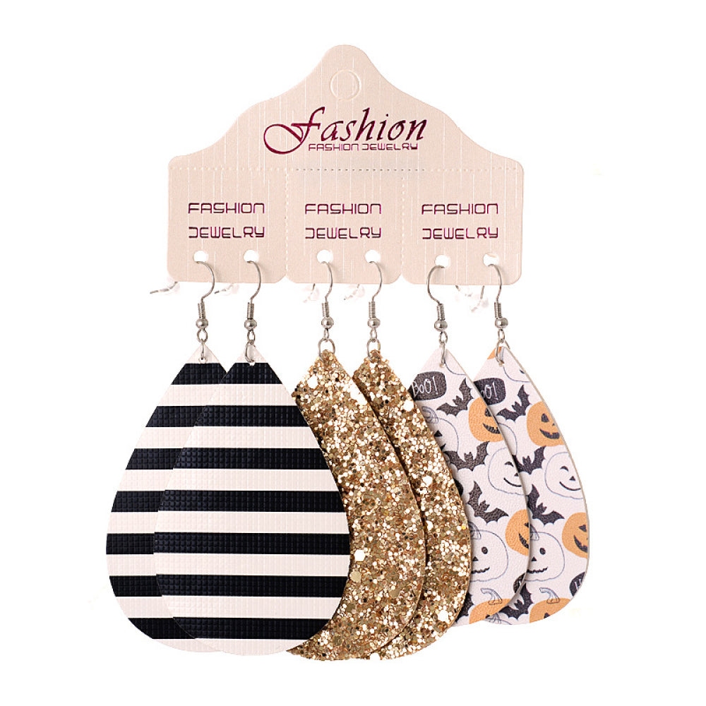 Halloween PU Teardrop Earrings Set - Teresa's Fashionista LLC
