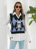 Skull Geometric V-Neck Sweater Vest - Teresa's Fashionista LLC