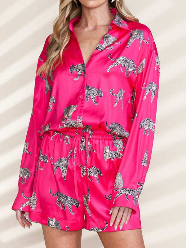 Animal Button Up Shirt and Shorts Set-Teresa's Fashionista LLC