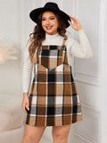 Honey Plus Size Plaid Wide Strap Overall Dress - Teresa's Fashionista LLC
