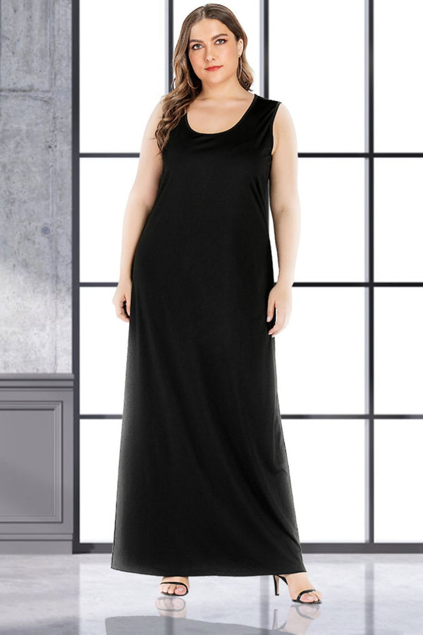 Plus Size Scoop Neck Maxi Tank Dress-Teresa's Fashionista LLC