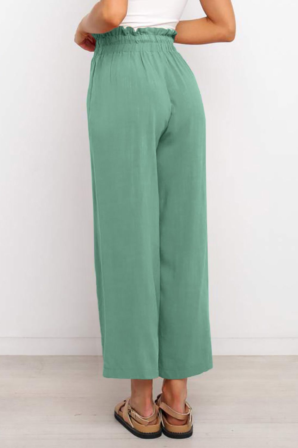 Drawstring Paperbag Waist Wide Leg Pants-Teresa&#39;s Fashionista LLC