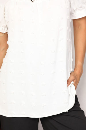 Swiss Dot Puff Sleeve Square Neck Blouse-Teresa's Fashionista LLC