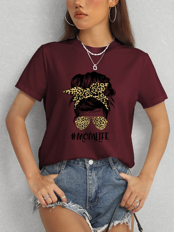 MOMLIFE Round Neck Short Sleeve T-Shirt-Teresa's Fashionista LLC