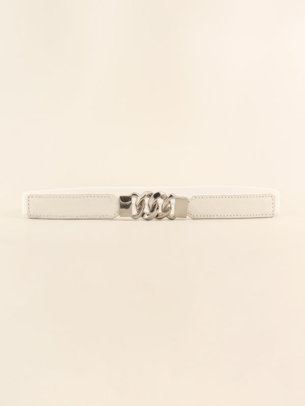 Zinc Alloy Buckle Elastic PU Belt-Teresa's Fashionista LLC