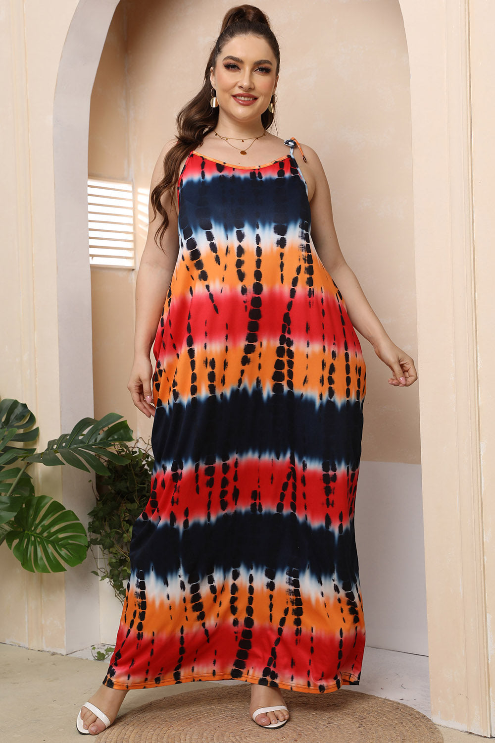 Plus Size Tie-Shoulder Maxi Dress-Teresa's Fashionista LLC