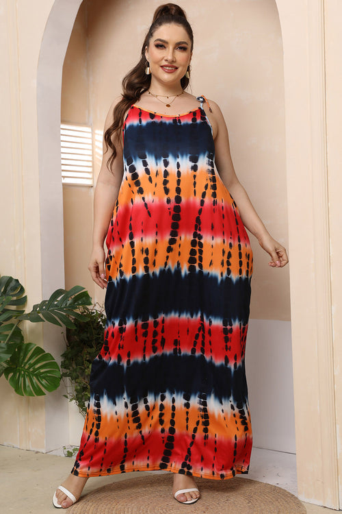 Plus Size Tie-Shoulder Maxi Dress-Teresa's Fashionista LLC