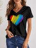 Heart V-Neck Dropped Shoulder T-Shirt-Teresa's Fashionista LLC