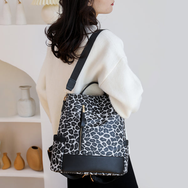 Leopard PU Leather Backpack Bag-Teresa's Fashionista LLC