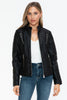 Snobbish Faux Leather Zip Up Mock Neck Jacket - Teresa's Fashionista LLC