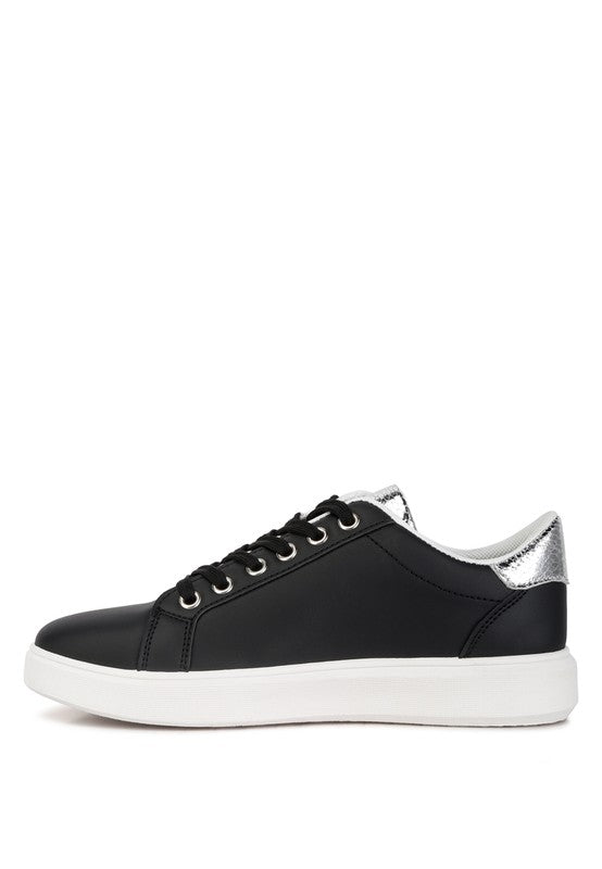 Claude Faux Leather Back Panel Detail Sneakers-Teresa&#39;s Fashionista LLC