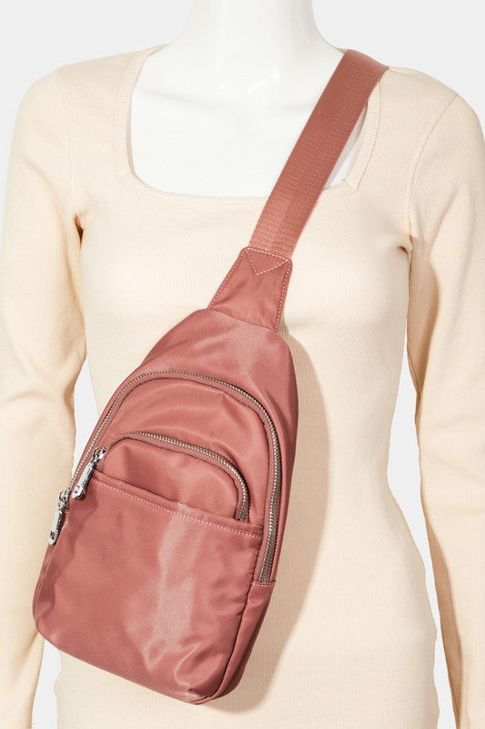 Fame Solid Color Nylon Sling Bag - Teresa's Fashionista LLC