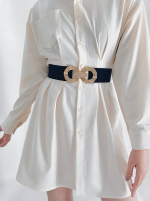 Geometric Buckle Elastic Wide Belt-Teresa's Fashionista LLC