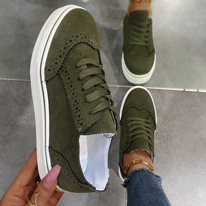 Lace-Up Suedette Flat Sneakers-Teresa's Fashionista LLC