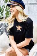 BiBi Star Cutout Short Sleeve T-Shirt-Teresa's Fashionista LLC