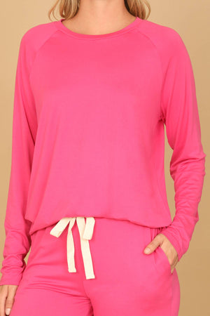 YMP40001V-SOLID LONG SLEEVE TOP AND JOGGERS SET