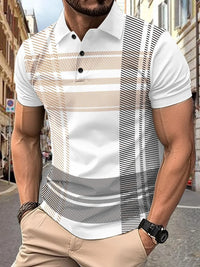 Men's Full Size Button Detail Short Sleeve Polo Plus Size