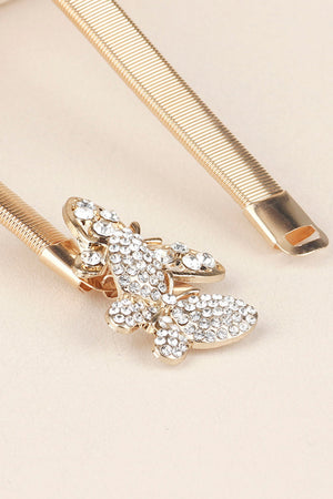 Rhinestone Butterfly Elastic Metal Belt-Teresa's Fashionista LLC