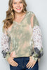 Celeste Full Size Tie-Dye V-Neck Printed Sleeve Blouse - Teresa's Fashionista LLC