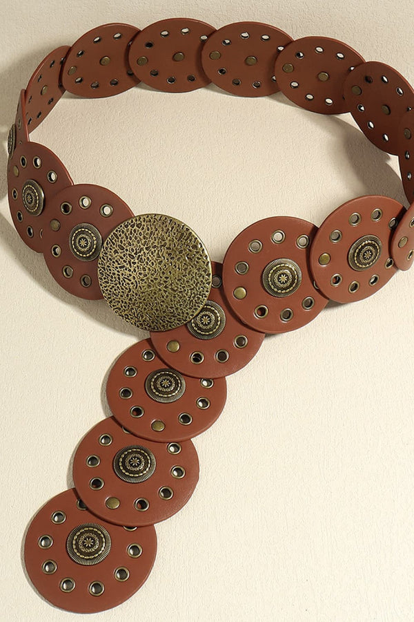Round Shape PU Leather Belt-Teresa's Fashionista LLC