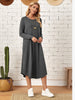 Pocketed Round Neck Long Sleeve Tee Dress-Teresa's Fashionista LLC