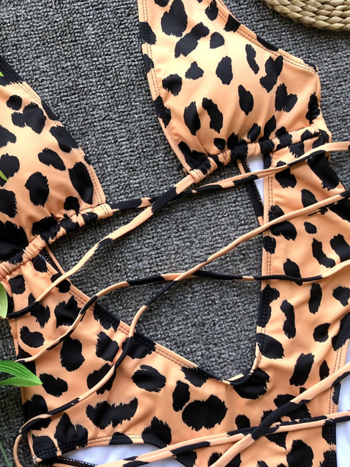 Lace-Up Backless Plunge One-Piece Swimwear-Teresa&#39;s Fashionista LLC