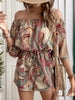 Printed Off Shoulder Half Sleeve Romper-Teresa's Fashionista LLC