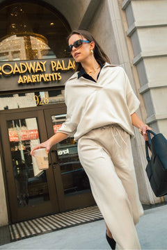 Umgee Johnny Collar Dropped Shoulder Sweatshirt - Teresa's Fashionista LLC